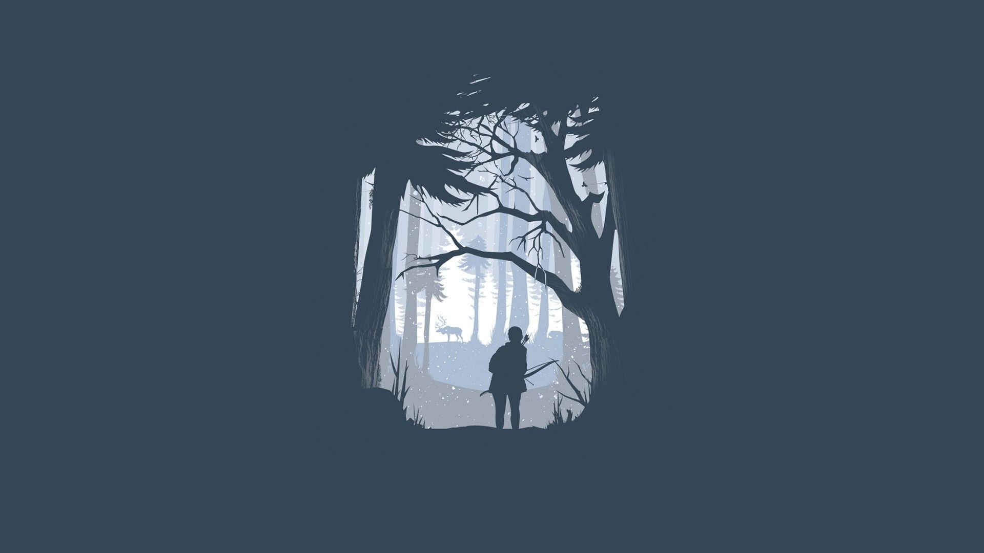 1920x1080 blue, minimalism, forest, hunting, winter, The Last of Us wallpaper, Desktop