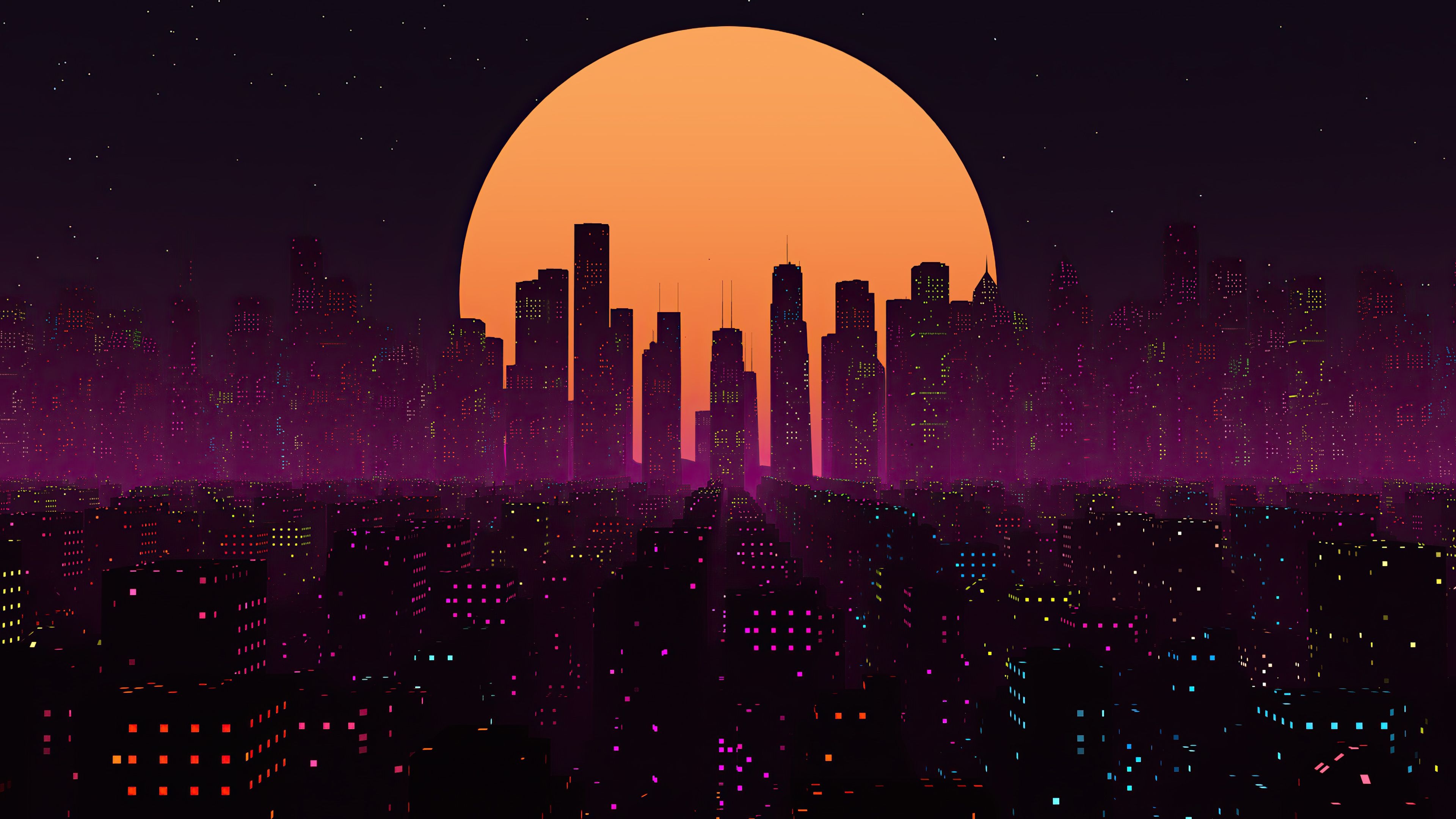 3840x2160 Retrowave City Sunset 4k, HD Artist, 4k Wallpaper, Image, Desktop