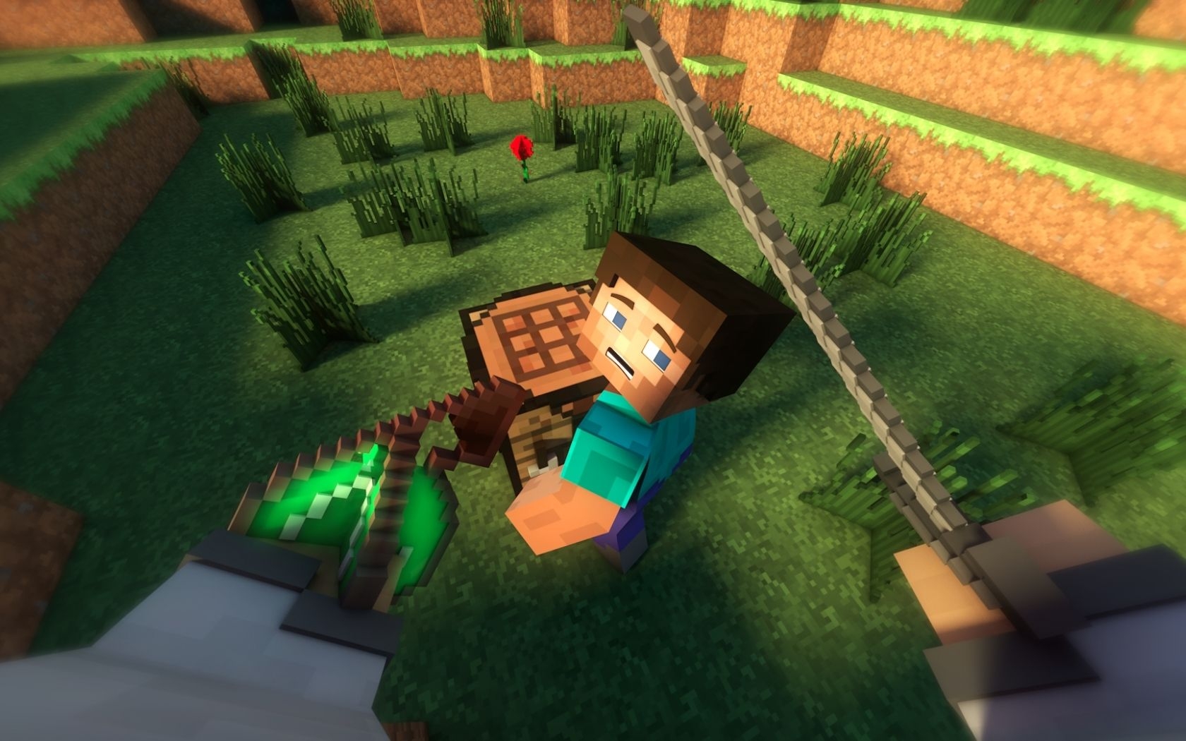 1680x1050 Free download Wallpaper Minecraft 3D The Steves Kill, Desktop