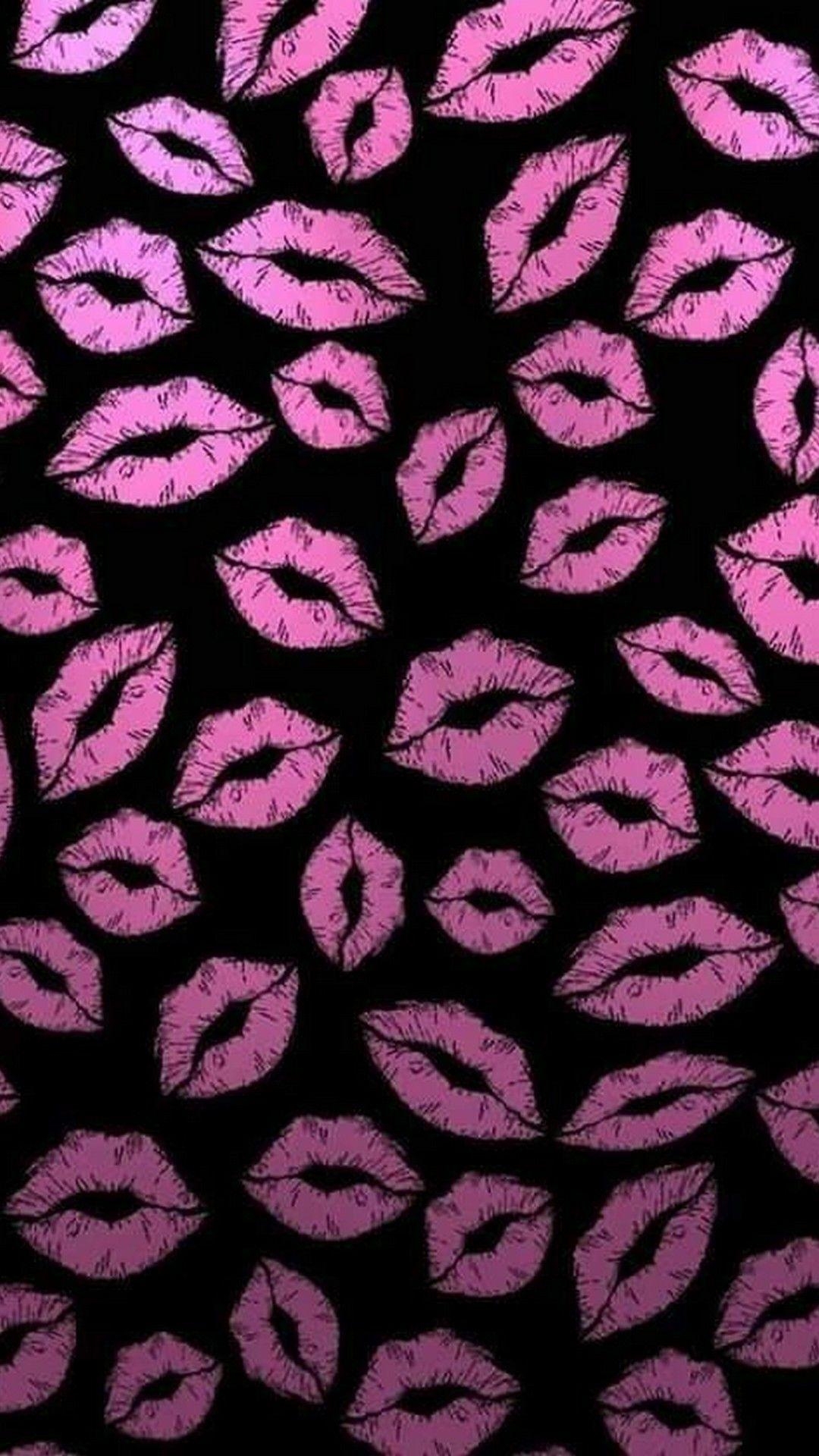 1080x1920 Pink And Black Kiss Wallpaper Mobile, Phone