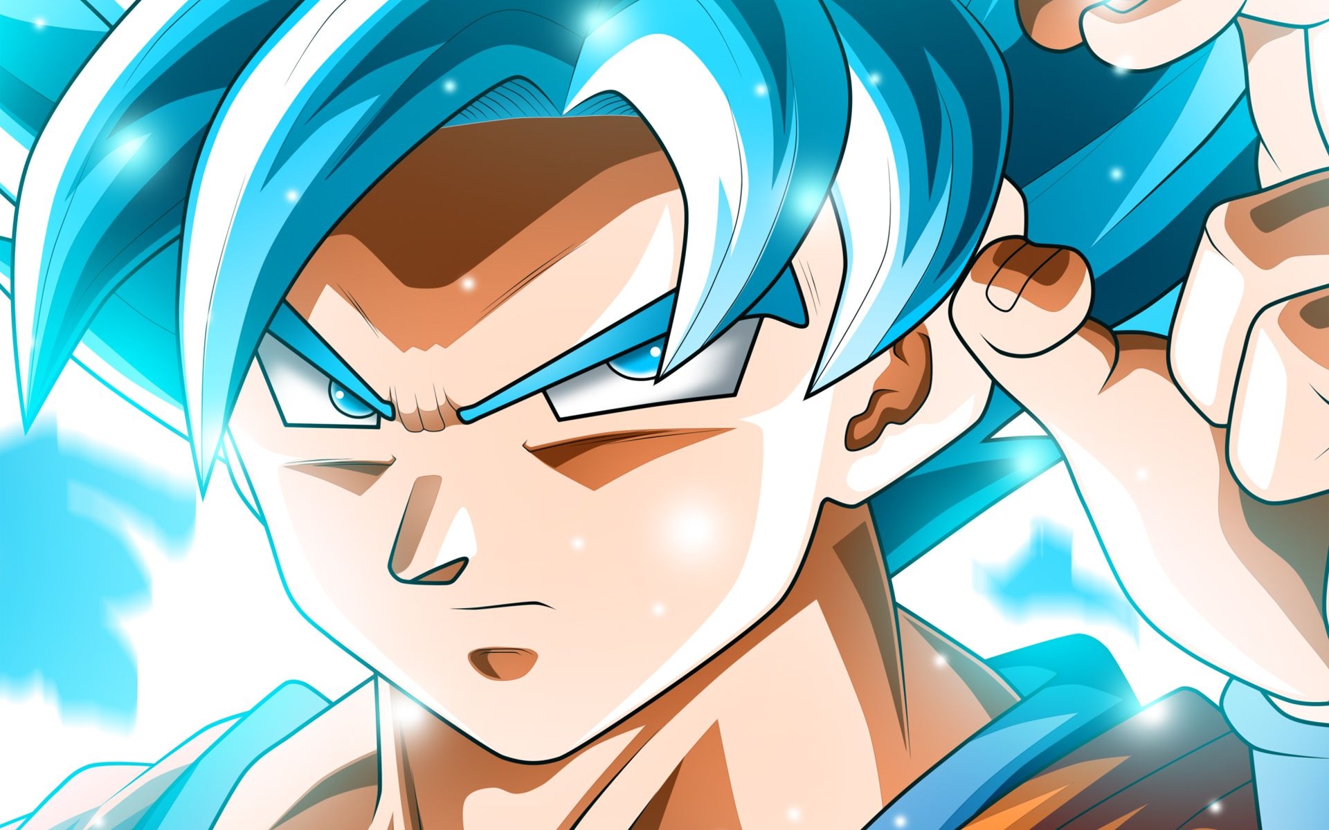 1920x1200 Download Wallpaper Blue Goku, Close Up, Super Saiyan Blue, Art, Desktop