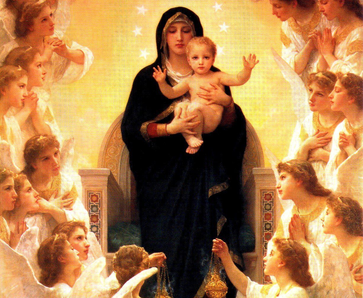 1230x1010 Mary with Jesus and Angels, Desktop