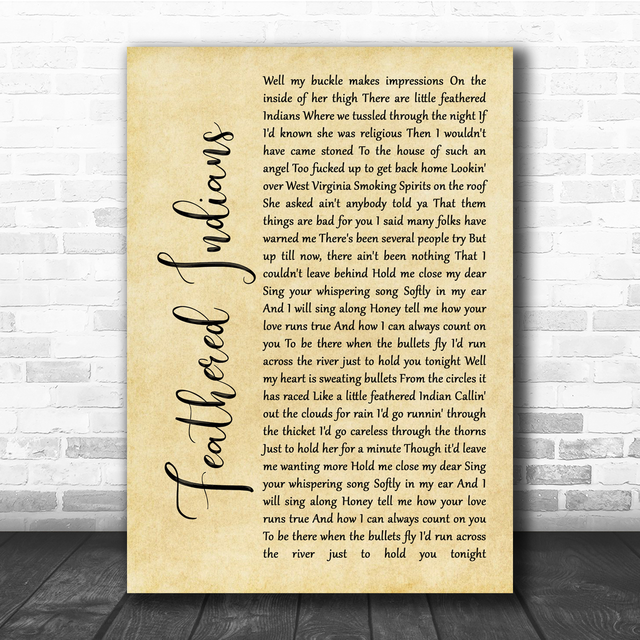 1280x1280 Tyler Childers Feathered Indians Rustic Script Song Lyric Quote Print Lyric Designs, Phone