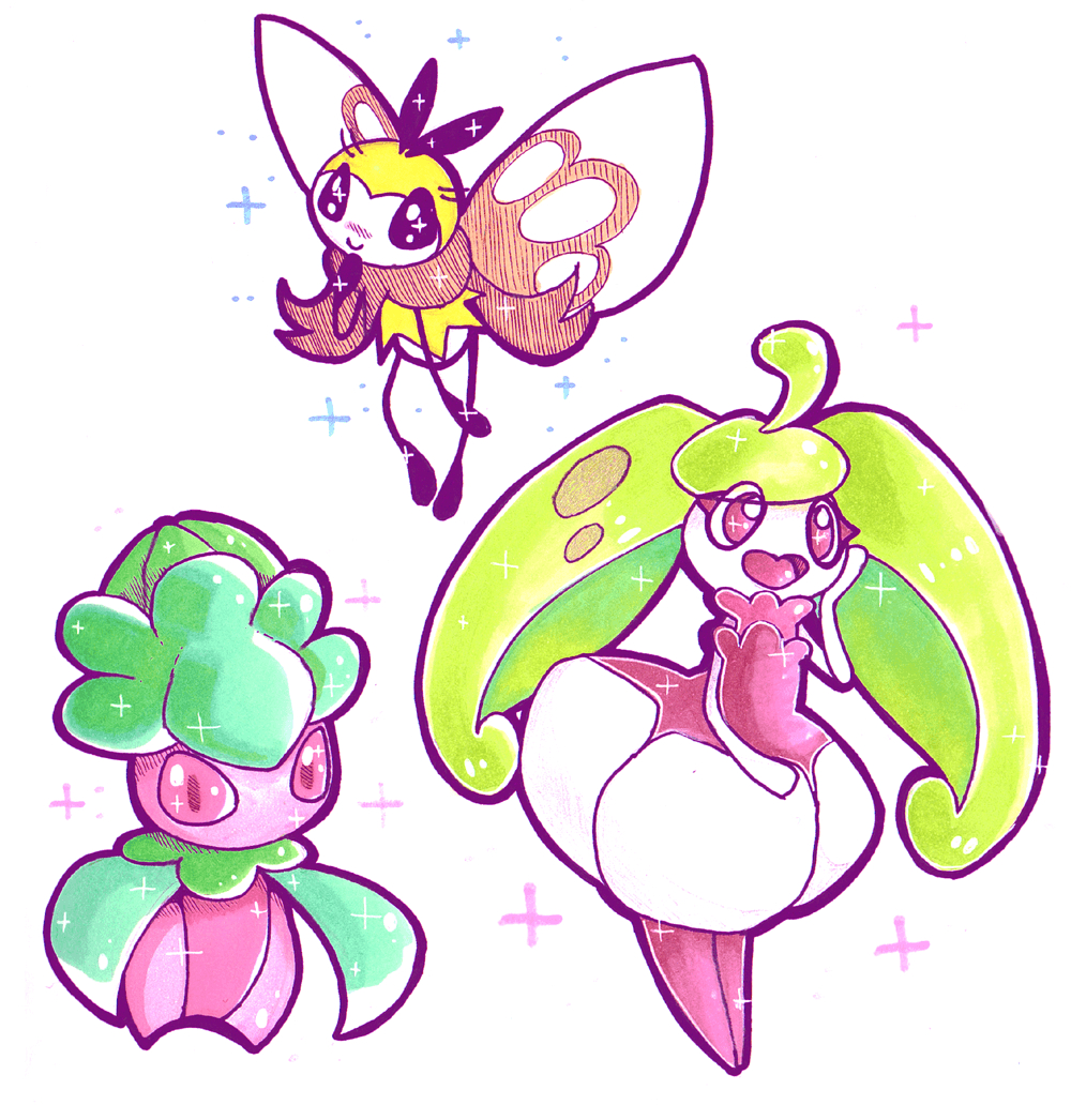 1000x1050 Fomantis, Ribombee, and Steenee. Pokemon 3. Pokémon, Phone