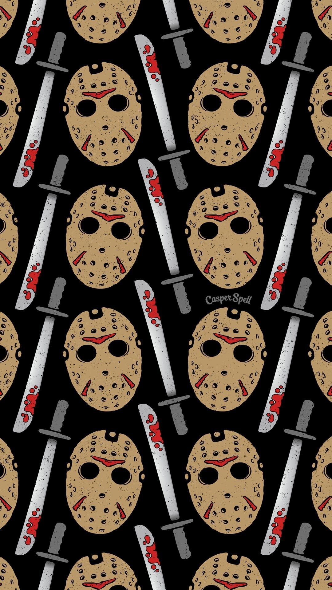 1080x1920 Friday the 13th Jason Voorhees repeat pattern art surface design, Phone