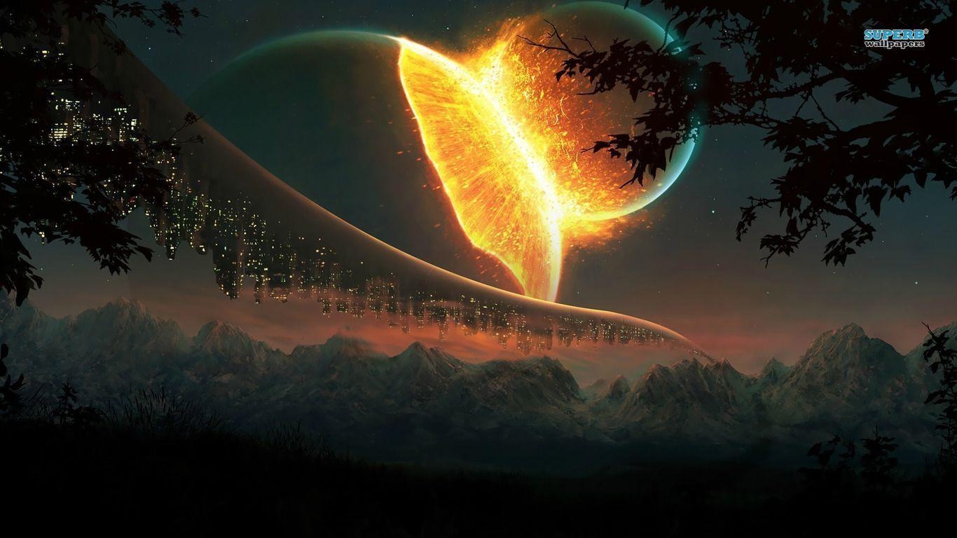 1370x770 Colliding Planets wallpaper wallpaper - #, Desktop