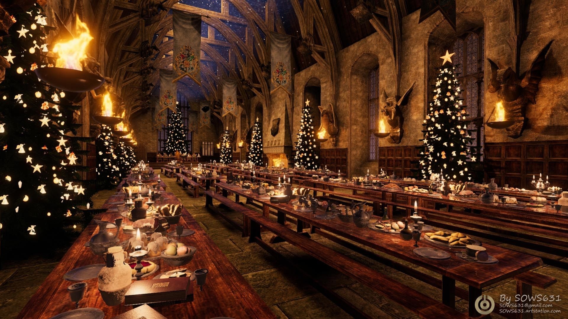 1920x1080 Hogwarts Christmas Wallpaper HD, Desktop