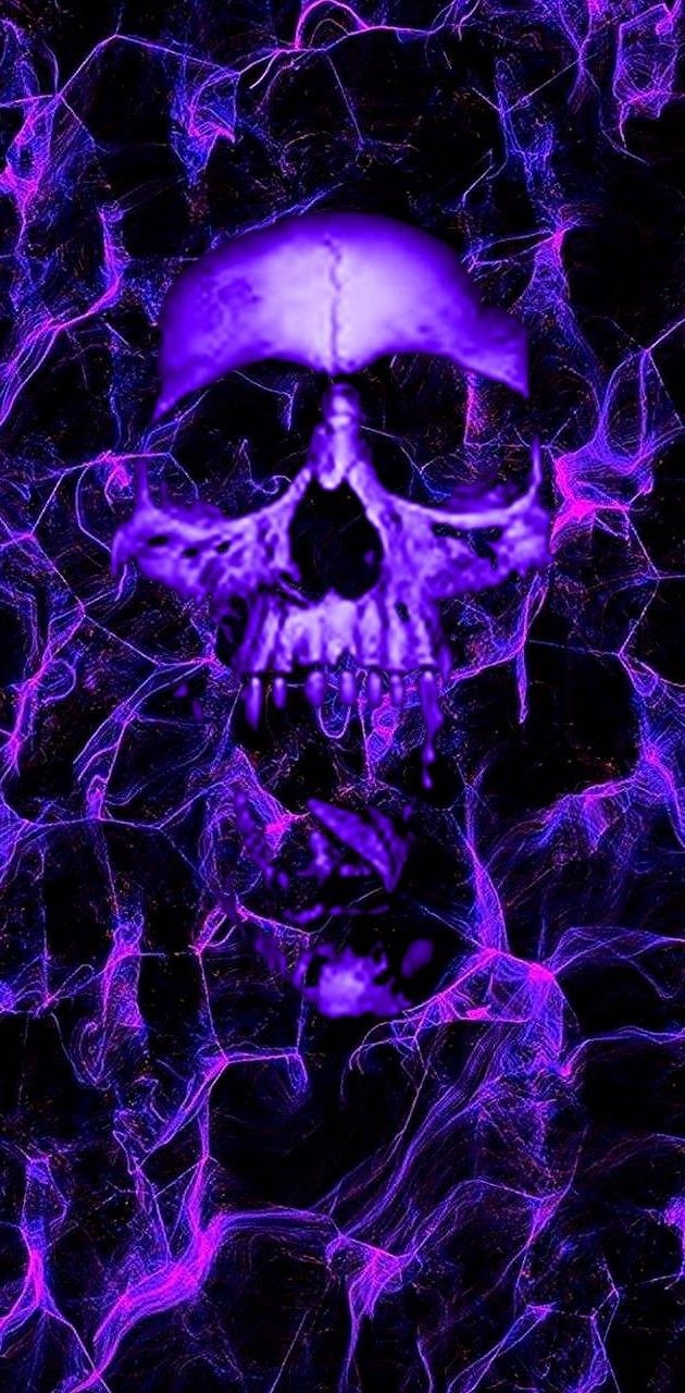 630x1280 Black And Purple Skull Wallpaper, Phone