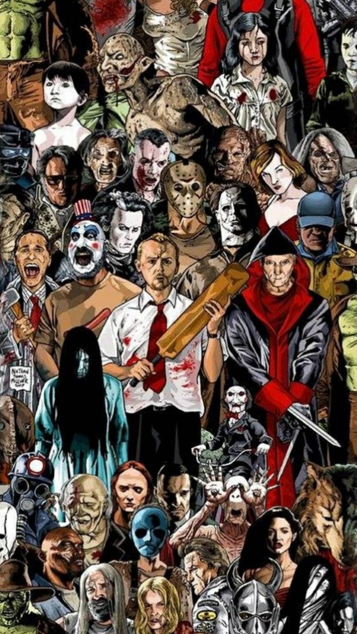 720x1280 Horror Movie Collage Wallpaper, Phone