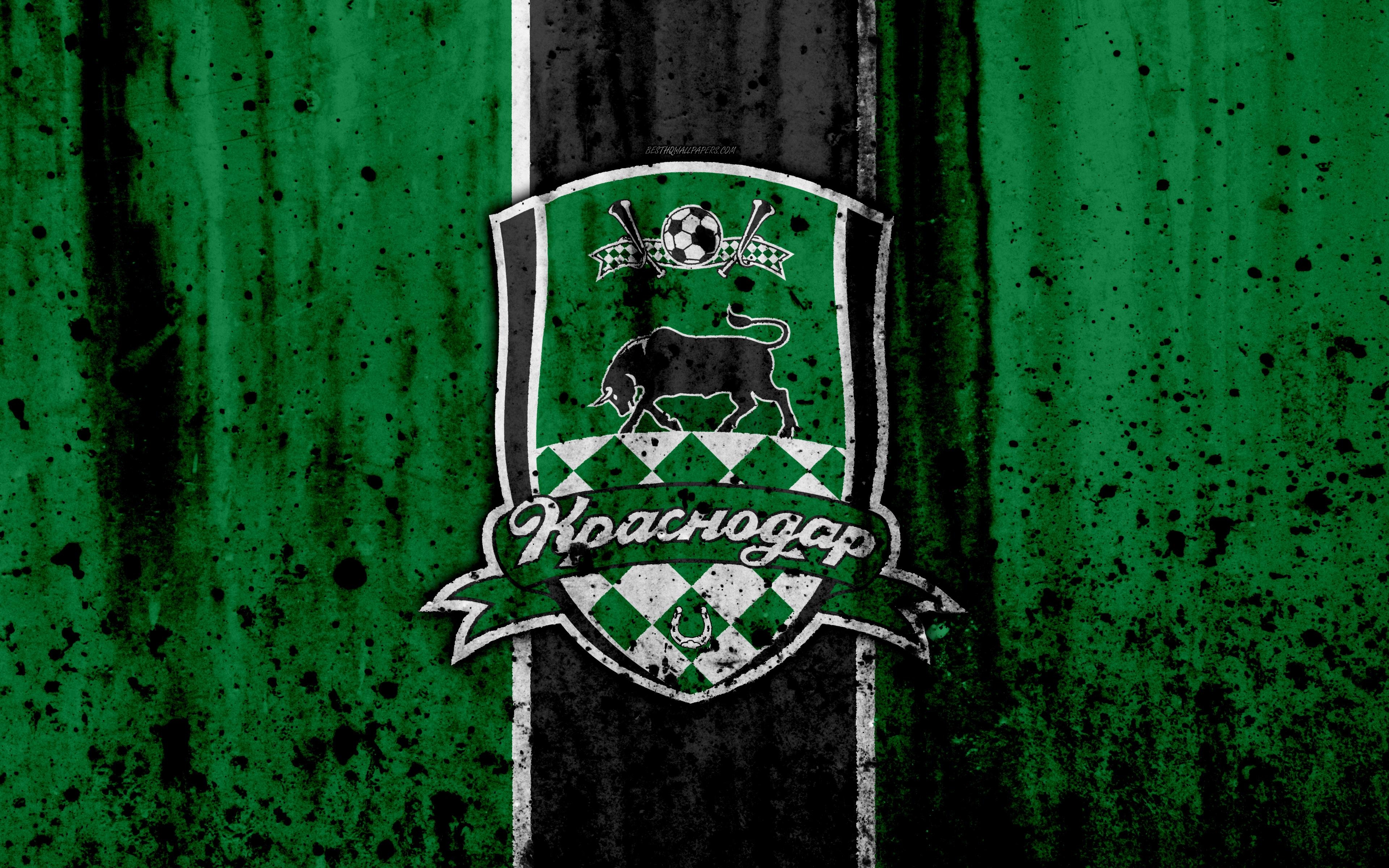 3840x2400 Download wallpaper 4k, FC Krasnodar, grunge, Russian Premier League, Desktop