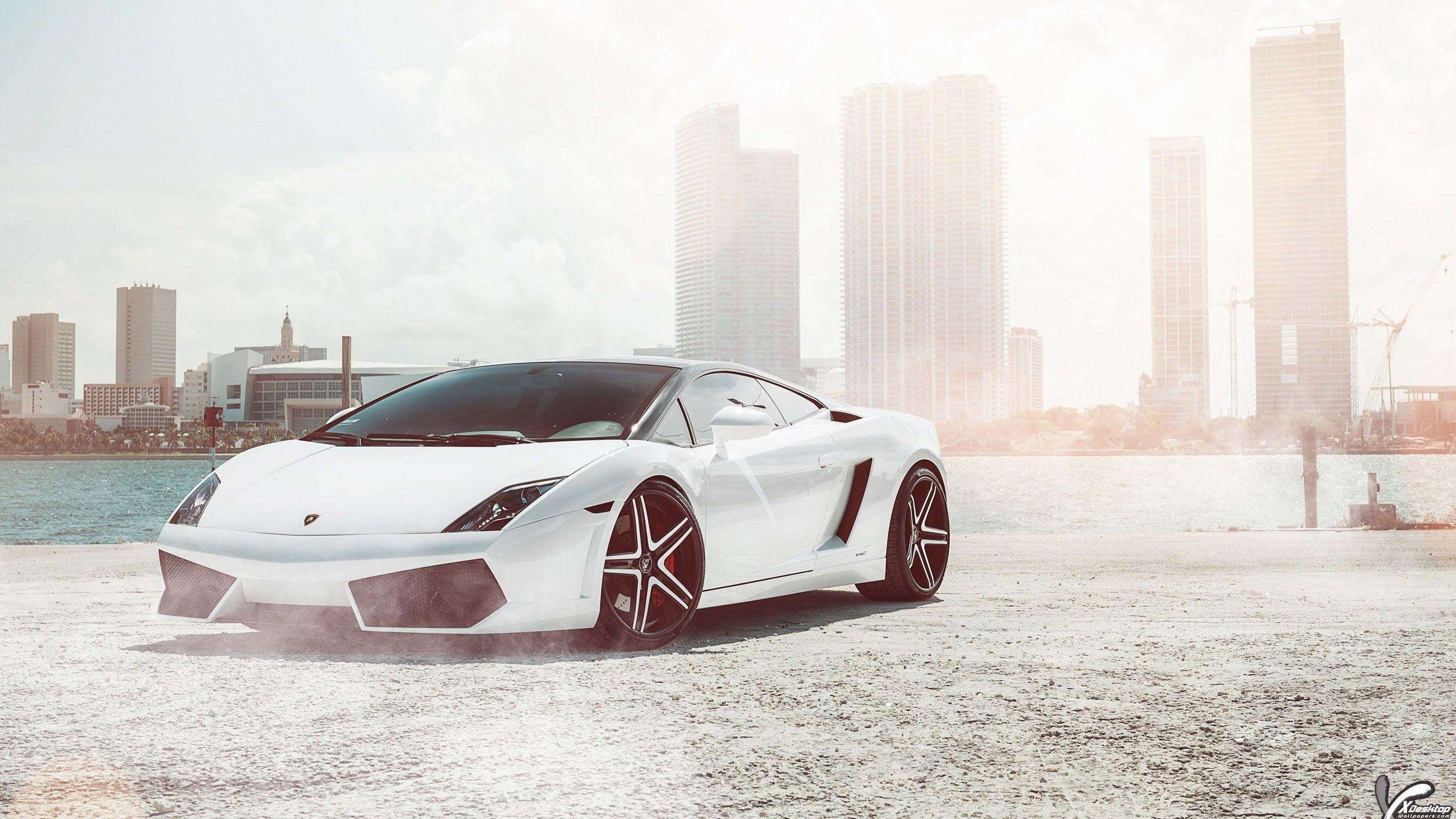 2560x1440 Lamborghini Gallardo Super Car In White Color Wallpaper, Desktop