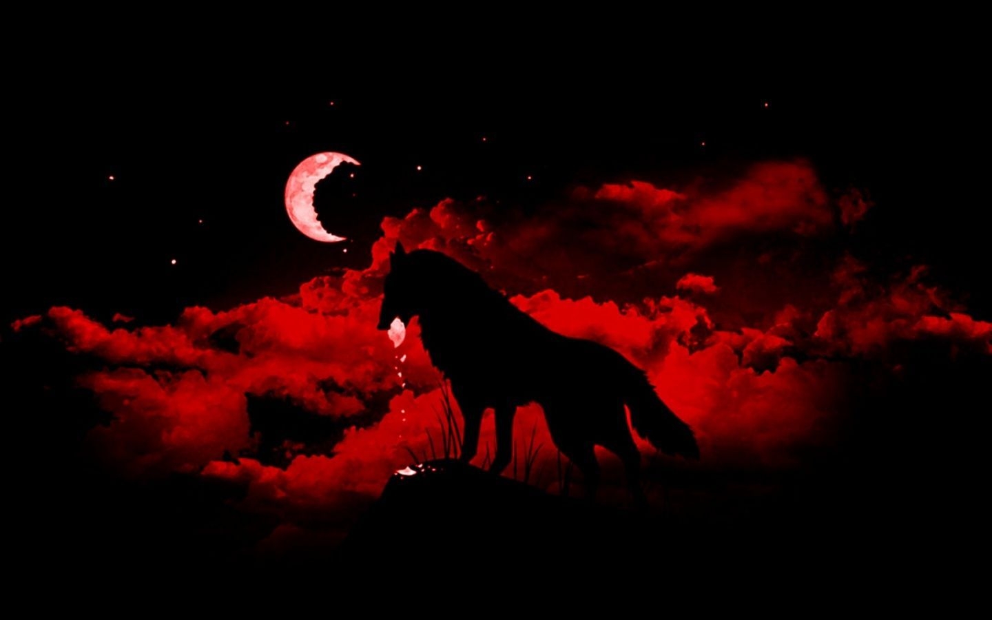 1440x900 Red Moon Wolf Wallpaper, Desktop