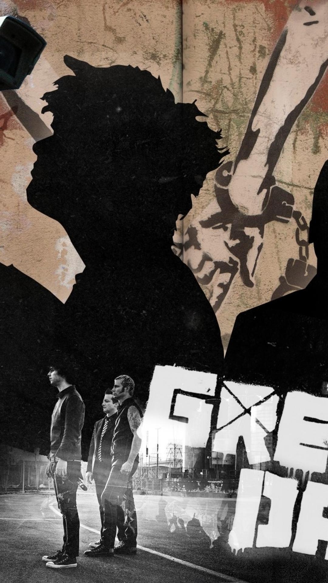 1080x1920 Music silhouette green day graffiti rock artwork bands wallpaper, Phone