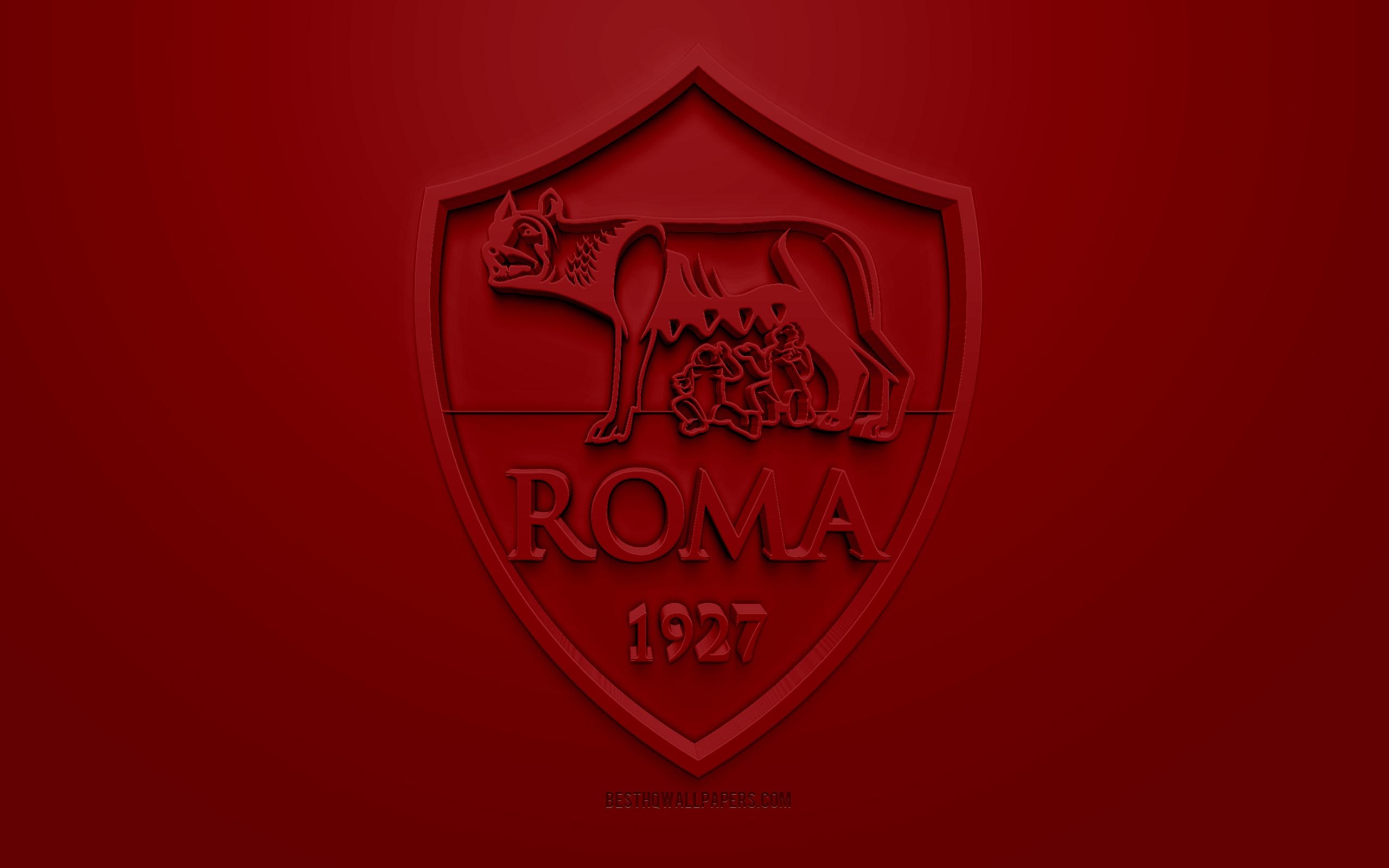 2560x1600 Download wallpaper AS Roma, creative 3D logo, red, Desktop