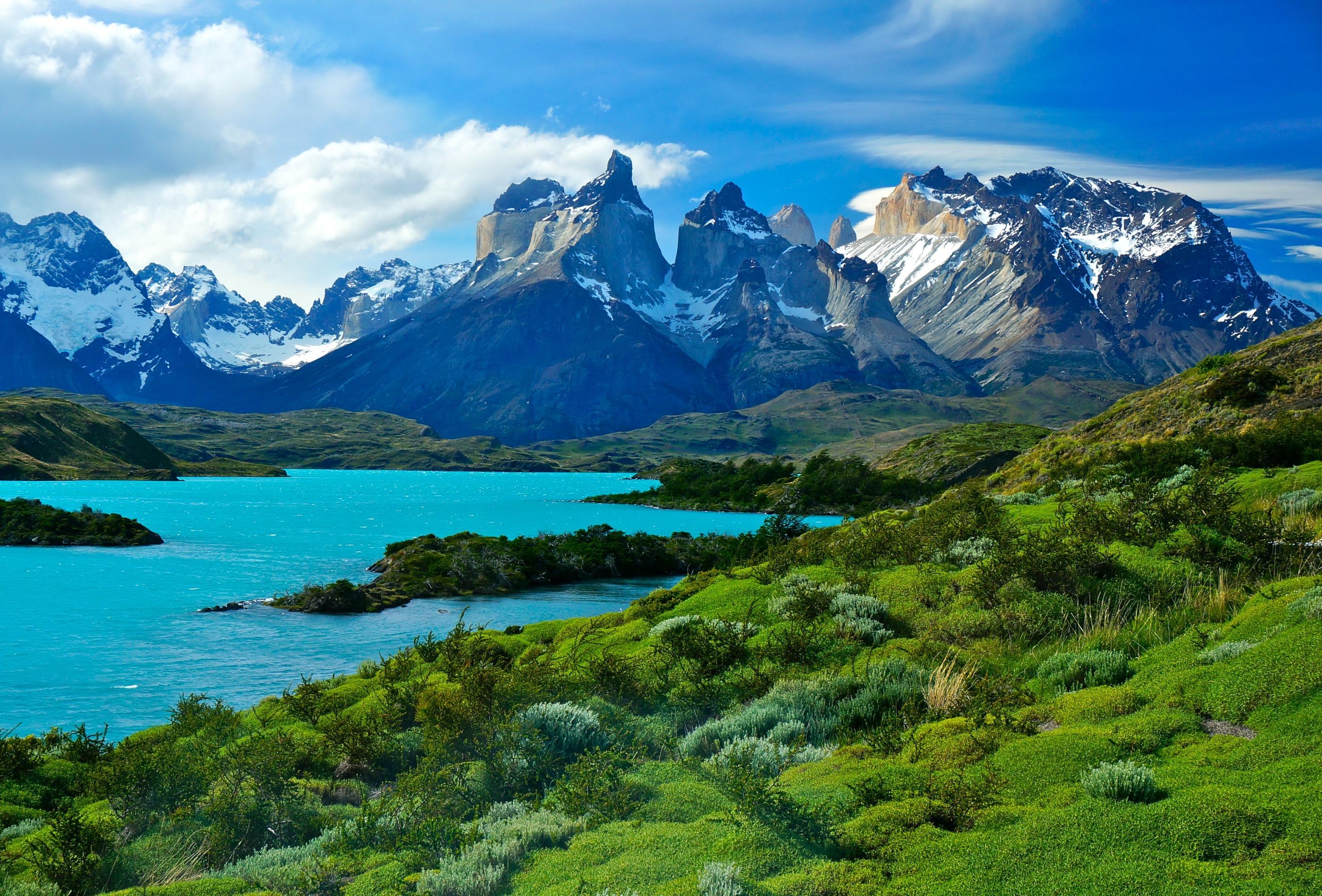 2810x1900 Wallpaper Torres del Paine National Park, Soaring mountains, HD, Desktop