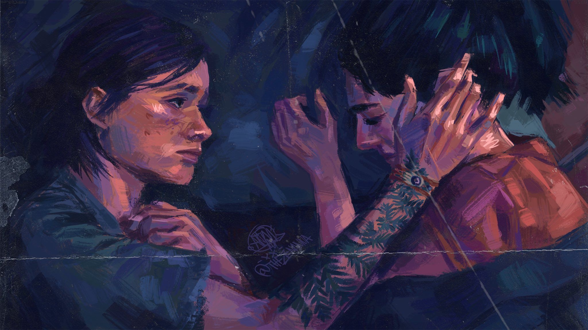 2050x1160 The Last of Us Part II's Ellie and Dina Beautifully Captured in Emotional Fan Art, Desktop