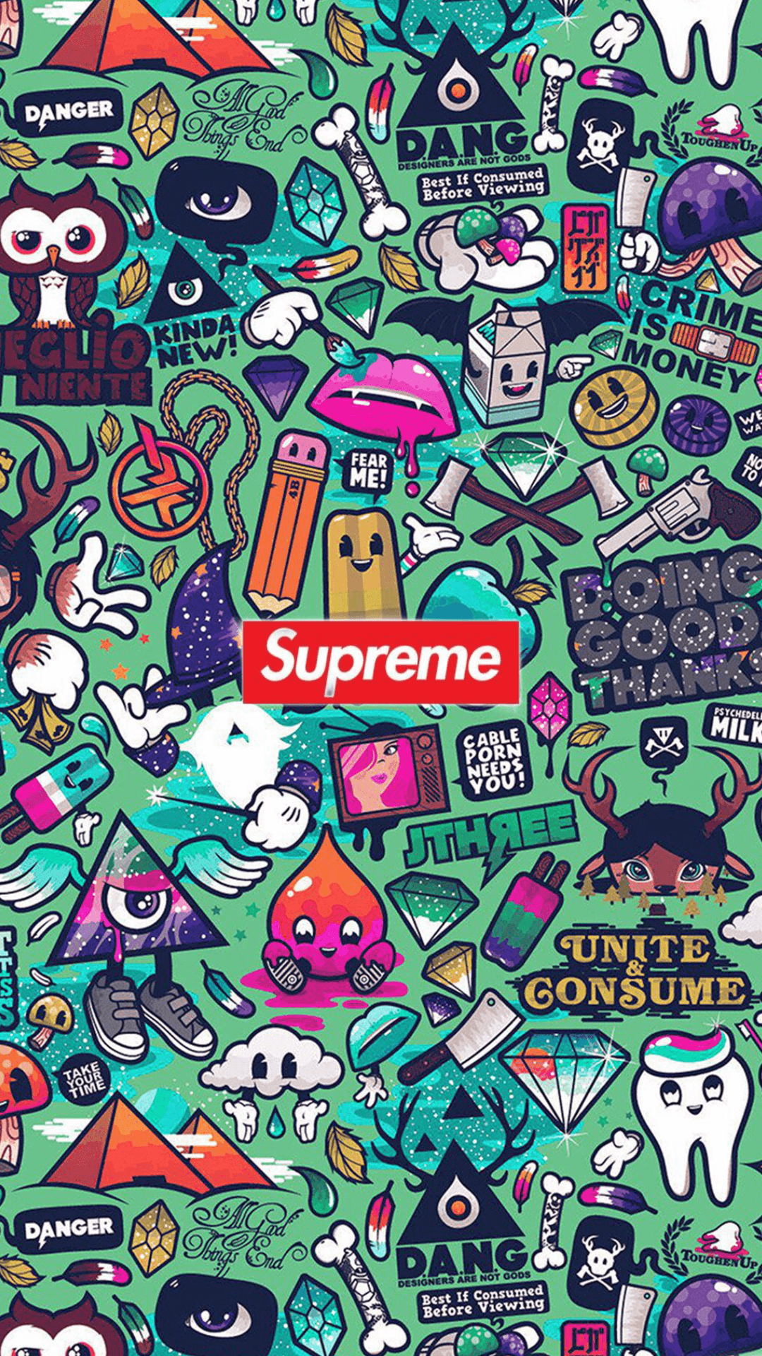 1080x1920 Sticker Bomb HD Wallpaper Background, Phone