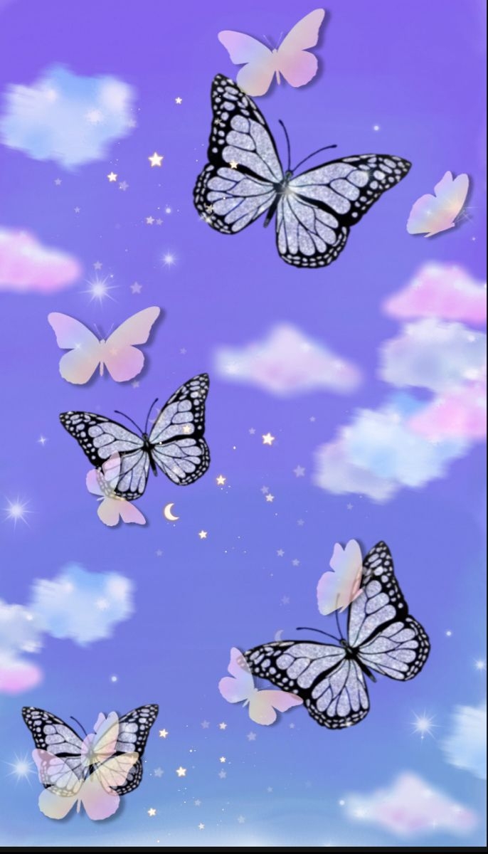 690x1200 Purple butterfly. Butterfly wallpaper iphone, Girl iphone wallpaper, Butterfly wallpaper, Phone