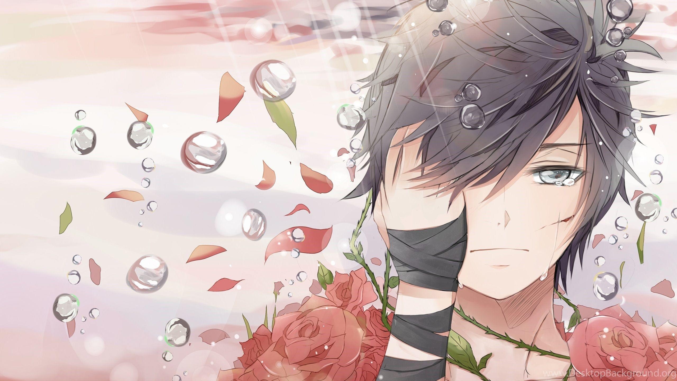 2560x1440 Sad Boy Covered In Roses Wallpaper Anime Wallpaper Desktop, Desktop