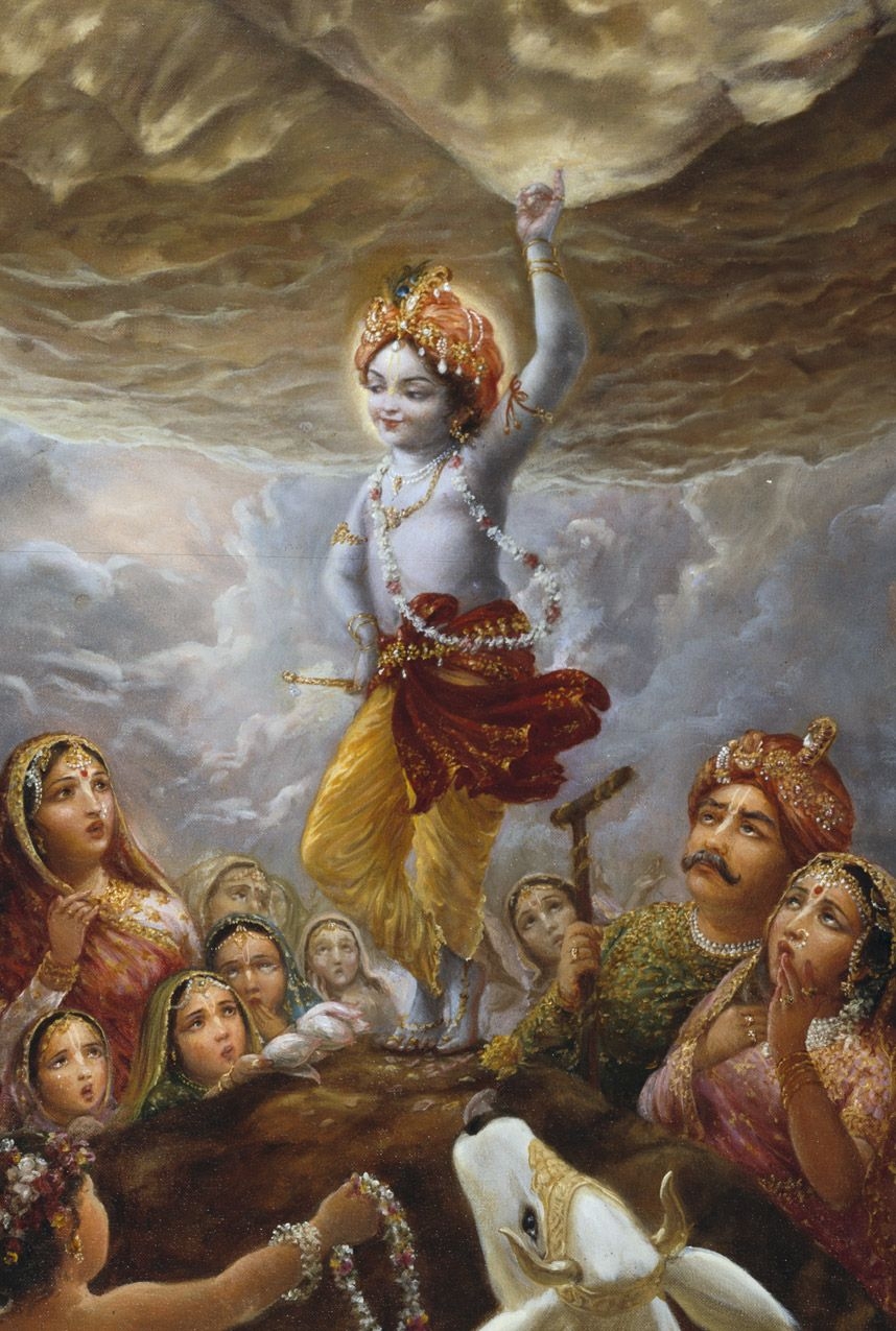 860x1280 Krishna lifts Govardhan hill. Krishna art, Krishna painting, Krishna lila, Phone