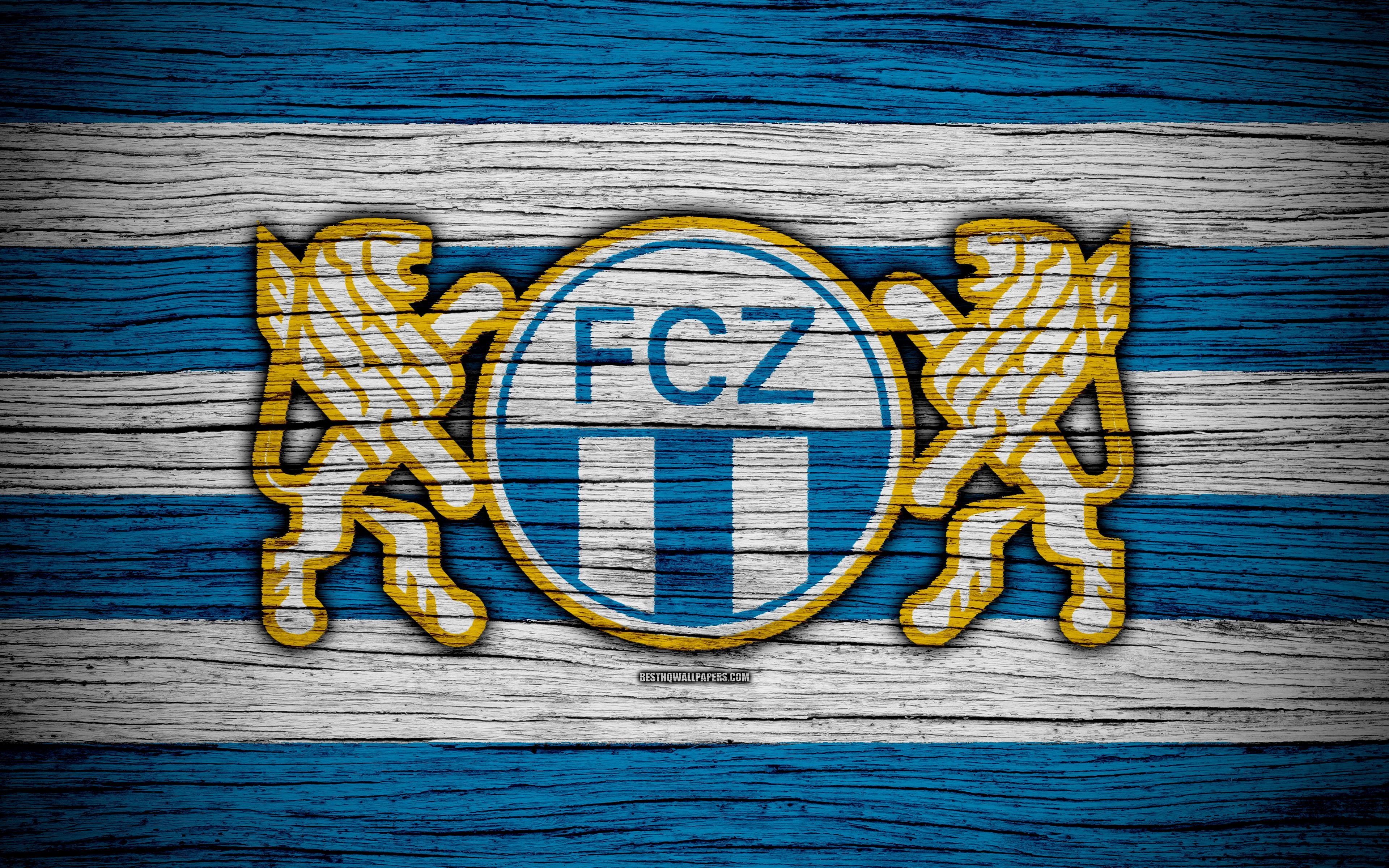 3840x2400 Download wallpaper Zurich FC, 4k, wooden texture, Switzerland Super, Desktop