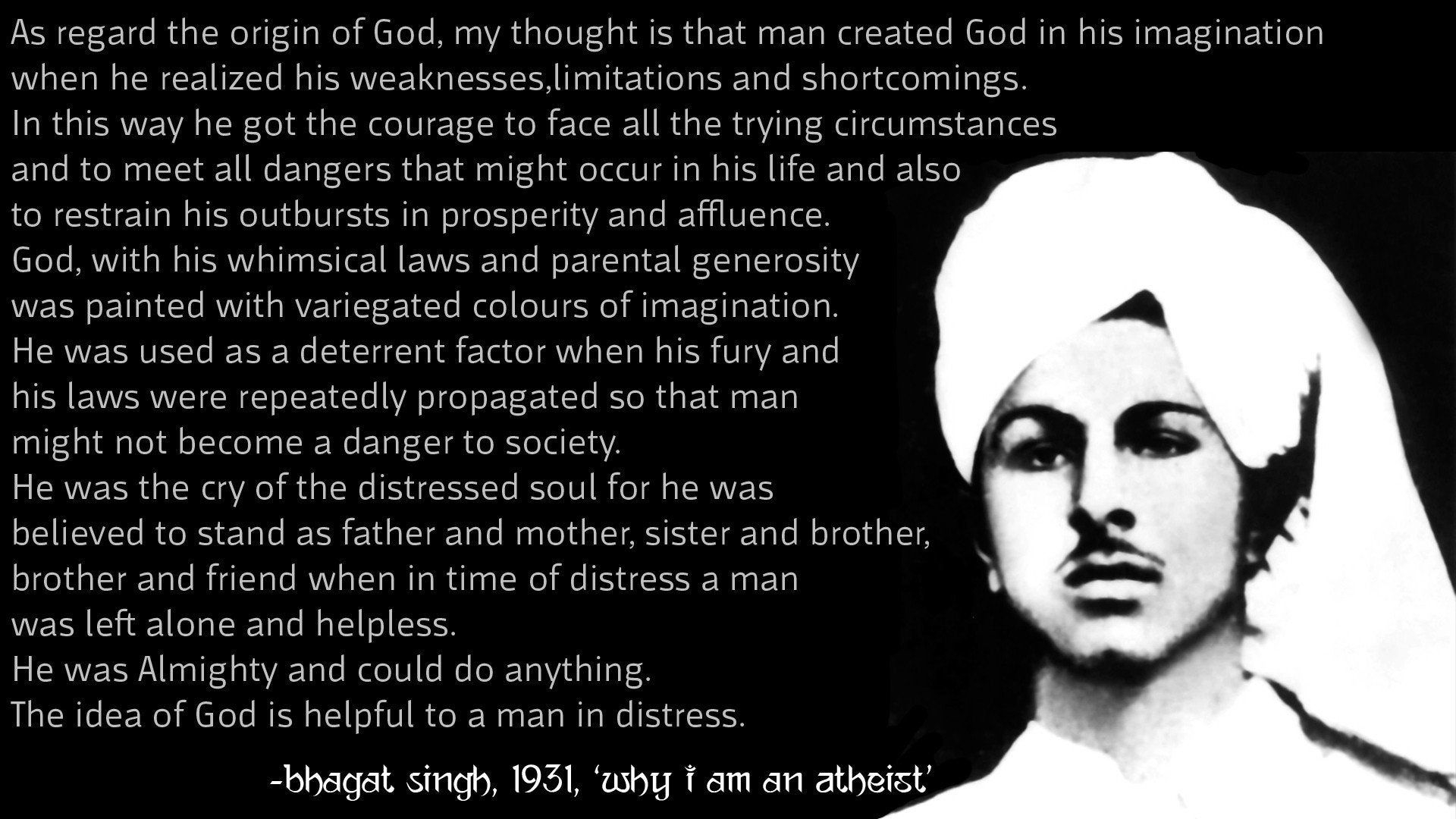 1920x1080 God defined by India's great freedom fighter Bhagat singh, Desktop