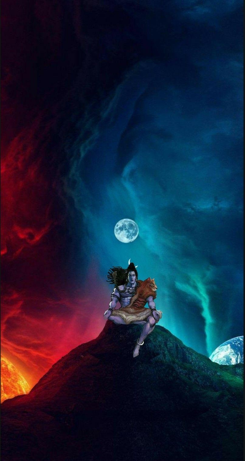 810x1520 Lord Shiva as adiyogi in creative art painting wallpaper, Phone