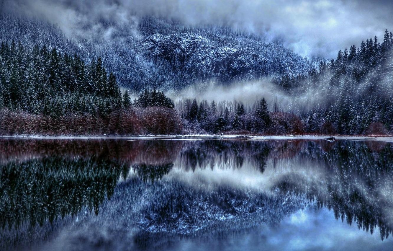 1340x850 Wallpaper Nature, Winter, Landscape, Lake, Trees image, Desktop