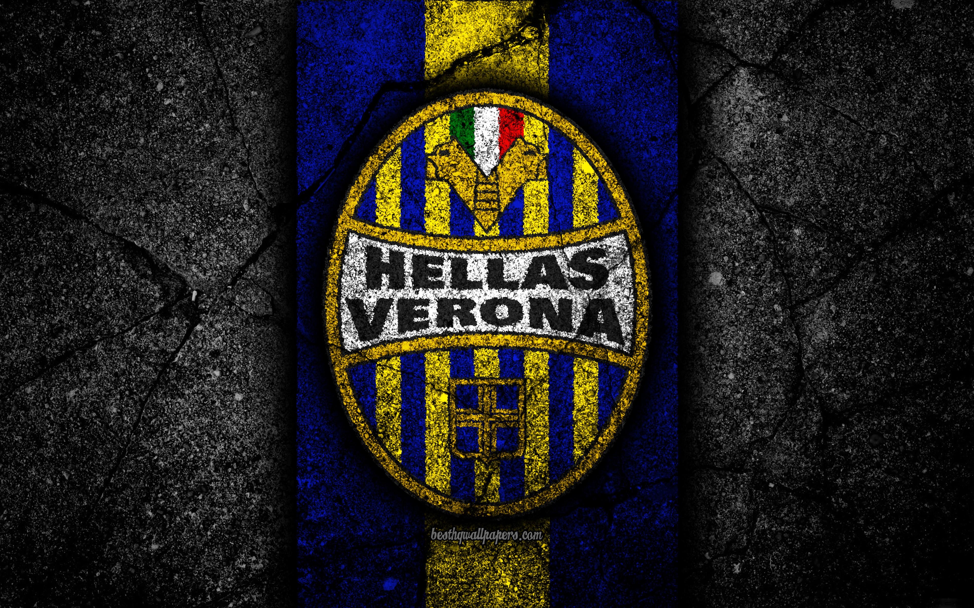 3840x2400 Download wallpaper 4k, Hellas Verona FC, logo, Serie B, football, Desktop