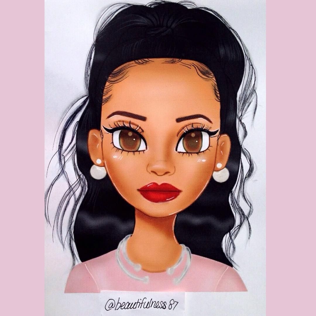 1080x1080 Black Girl Drawing Cartoon, Phone