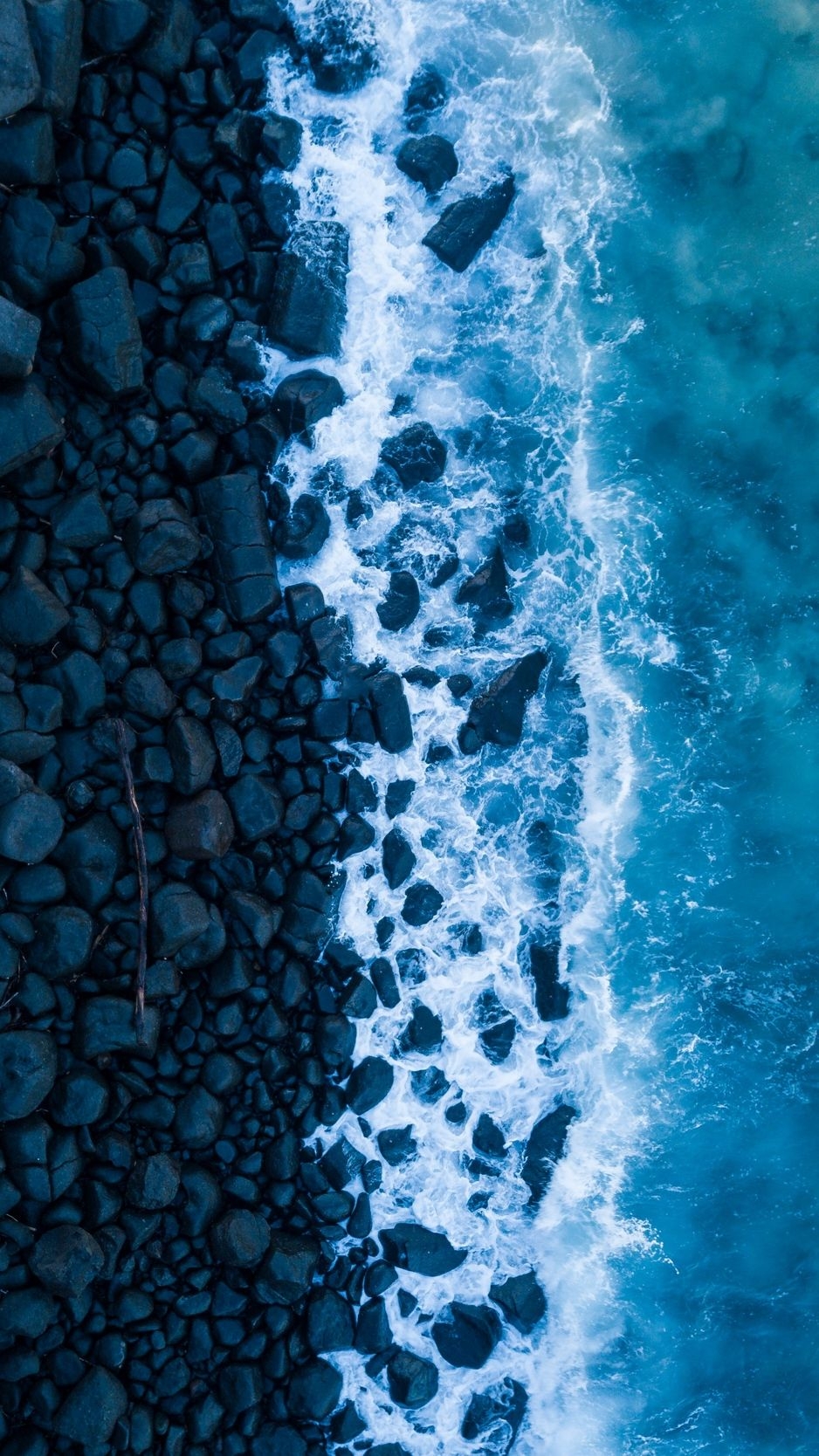 940x1670 Ocean, surf, rocks, view from above, shore wallpaper, Phone