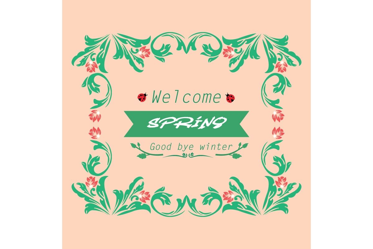 1200x800 Cute Welcome Spring Greeting Card Design (Graphic) by stockfloral · Creative Fabrica, Desktop