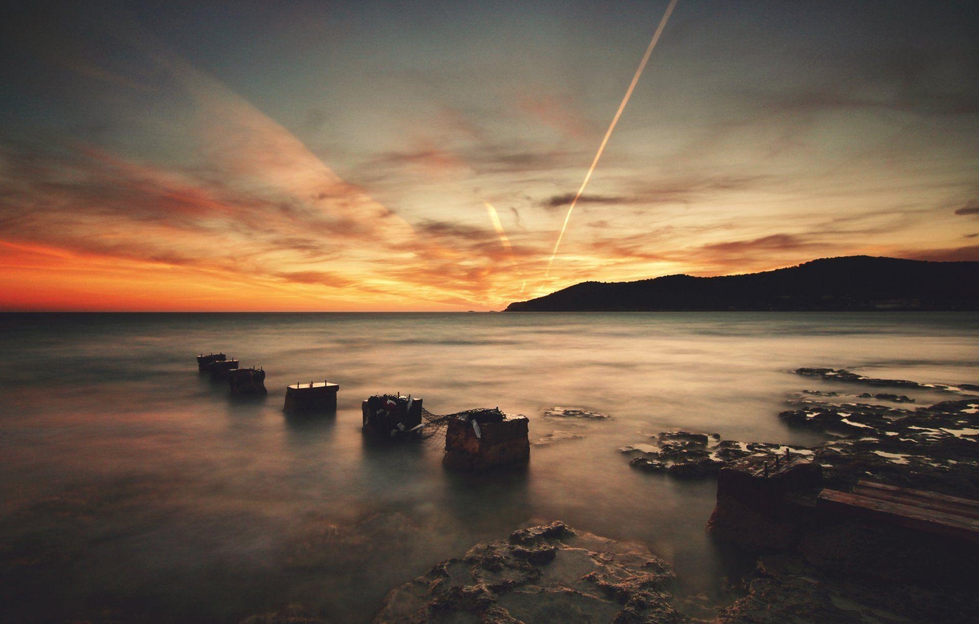 1920x1230 ibiza beach water stones night rays HD wallpaper, Desktop