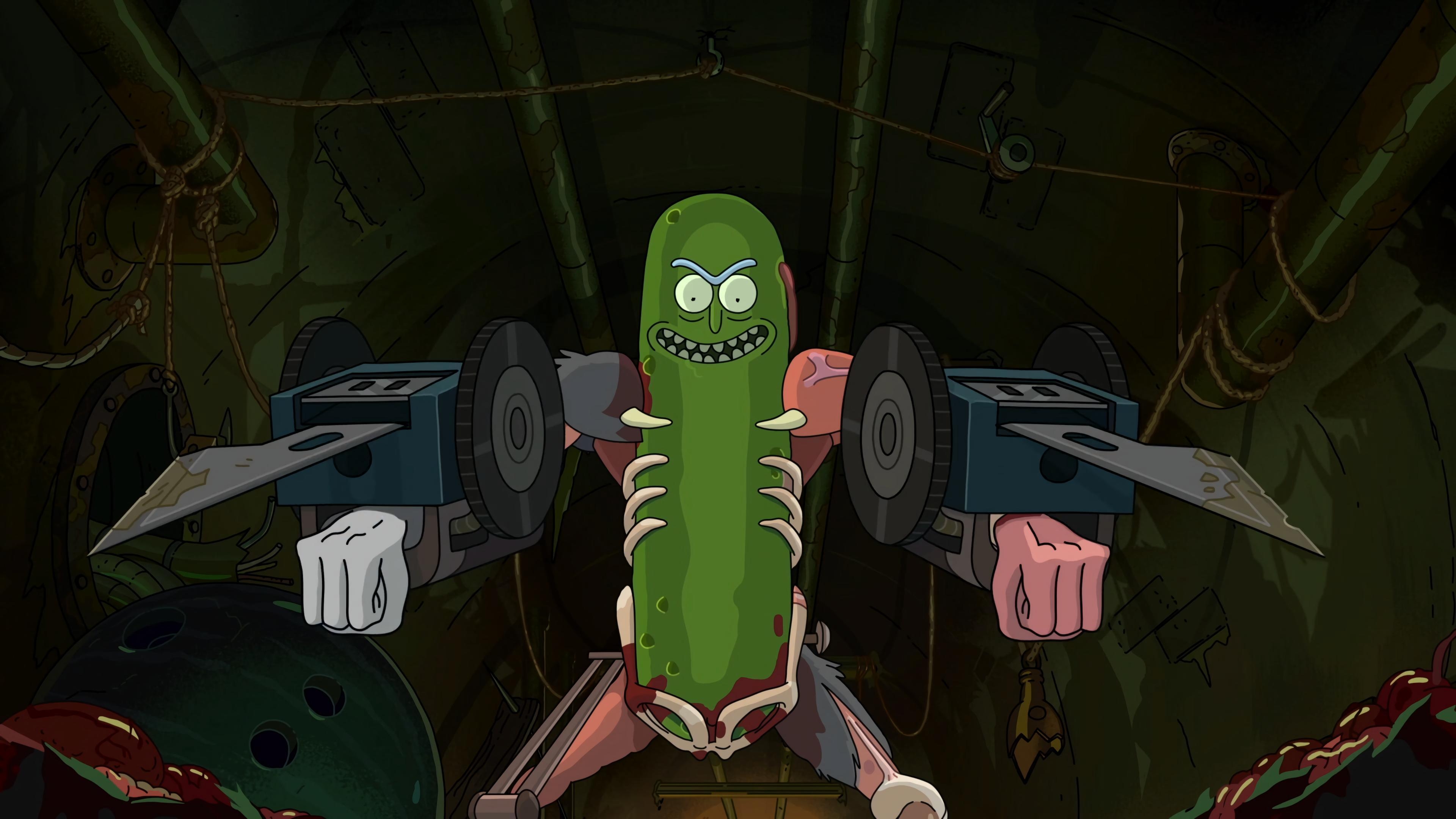 3840x2160 4K Pickle Rick Wallpaper (upscaled from FHD with waifu2x), Desktop