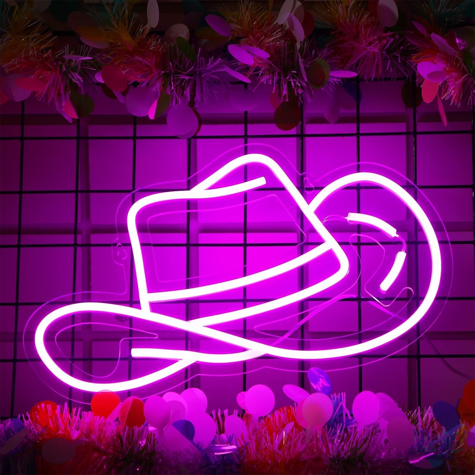 1600x1600 Cowgirl Hat Neon Sign Cowboy Hat LED Sign Pink Preppy Neon Light Sign Y2K Lig, Phone