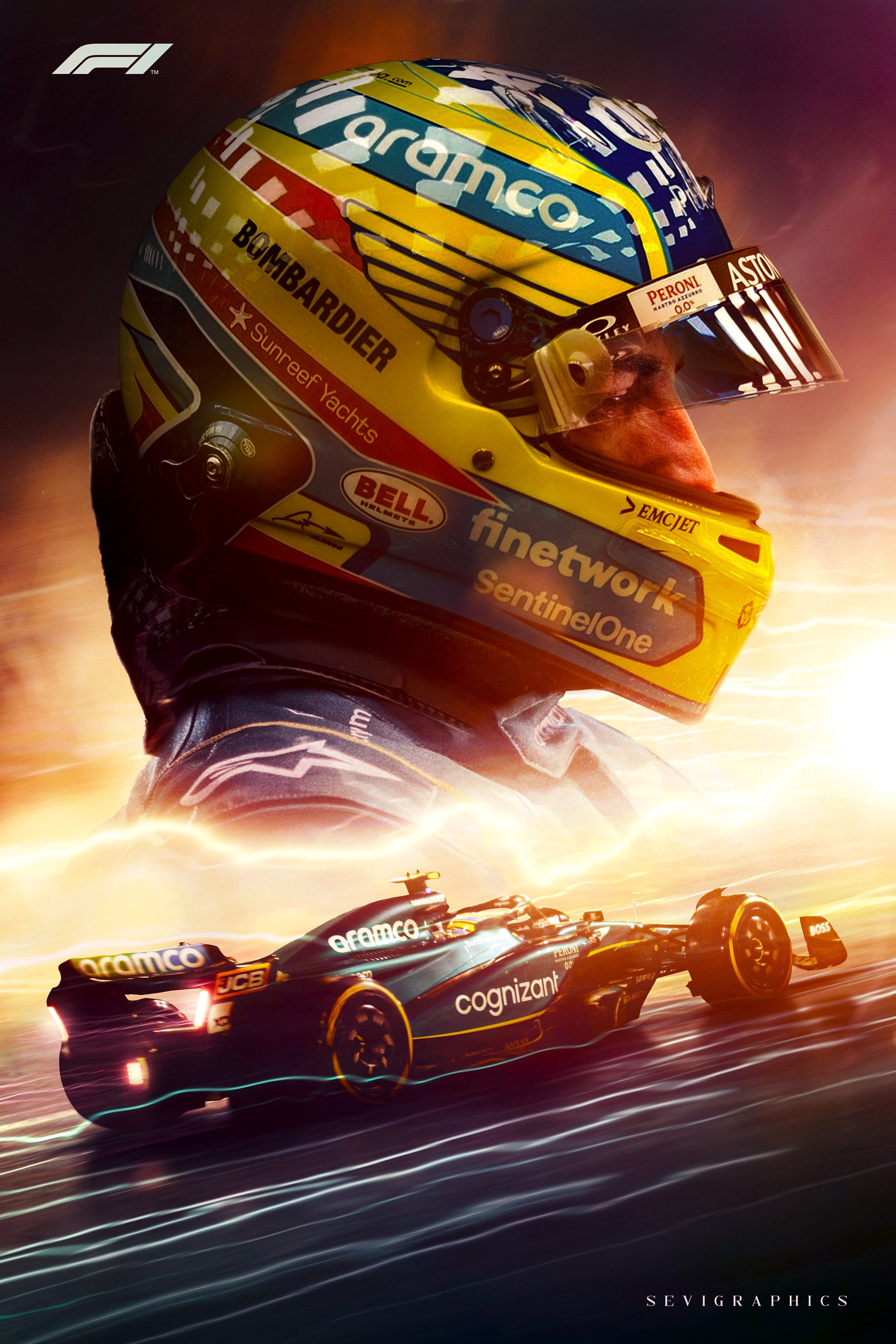 2370x3550 SeviGraphics Alonso x Aston Martin 2023 Poster ⚡️ #F1 #F12023 #Alonso #AstonMartin #BahrainGP, Phone