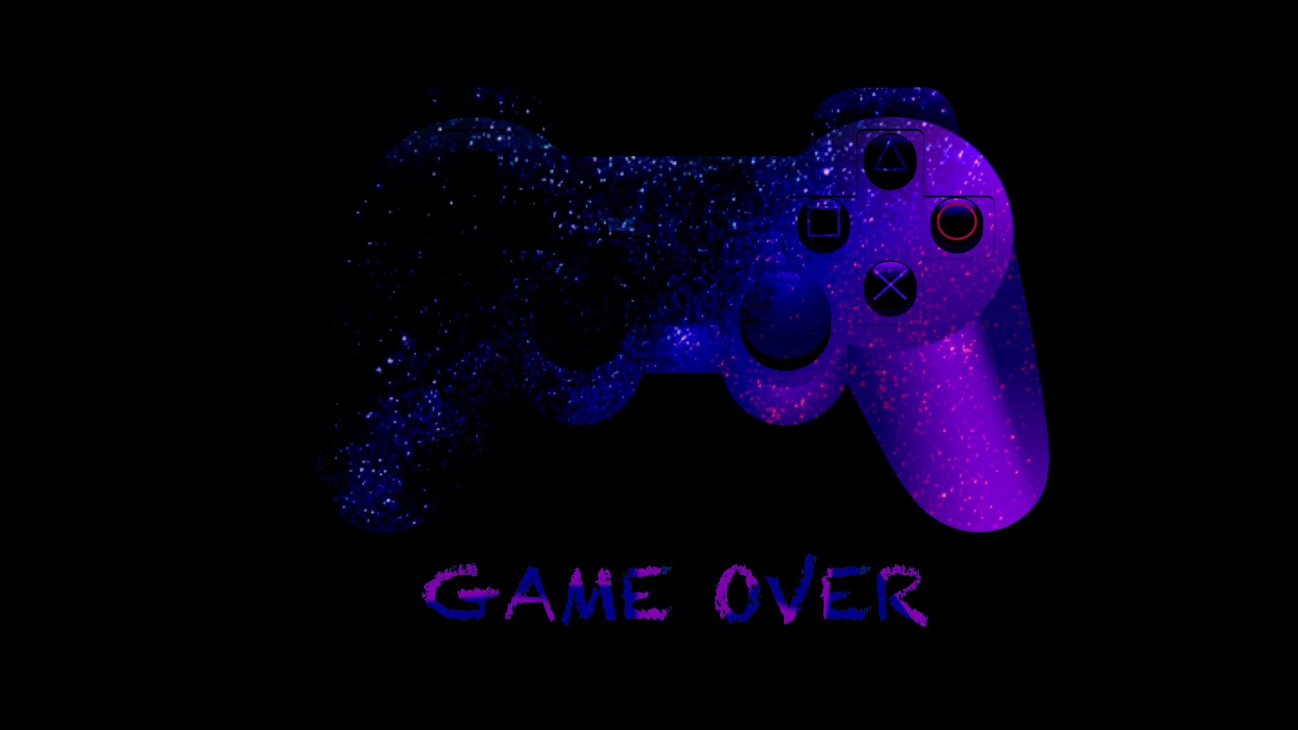 2560x1440 Download wallpaper  game over, joystick, controller, gamepad, neon widescreen 16:9 HD background, Desktop