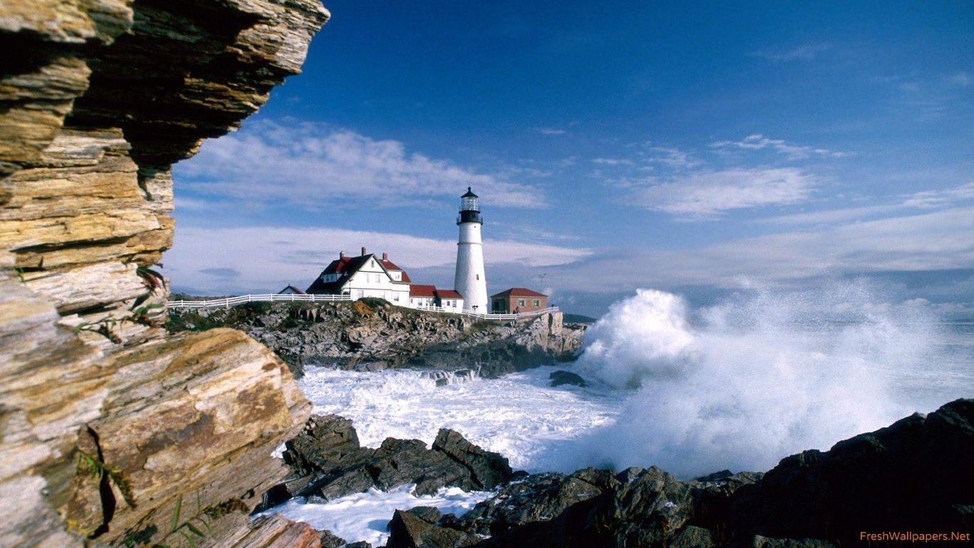 1370x770 Portland Head Lighthouse, Maine wallpaper, Desktop