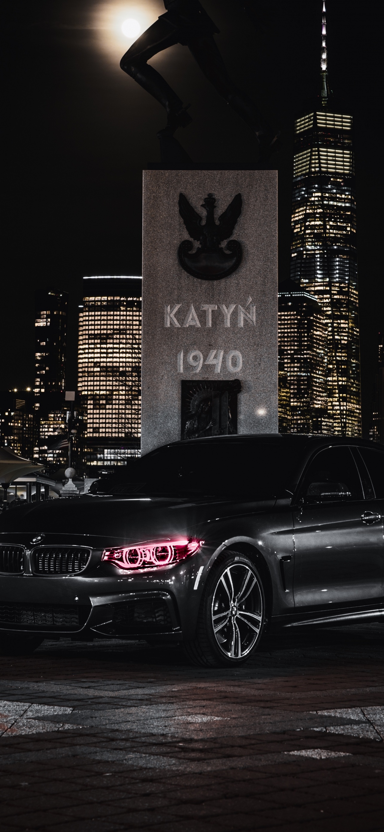 1290x2780 BMW M4 Wallpaper 4K, Black Edition, Angel Eyes, Night, Phone