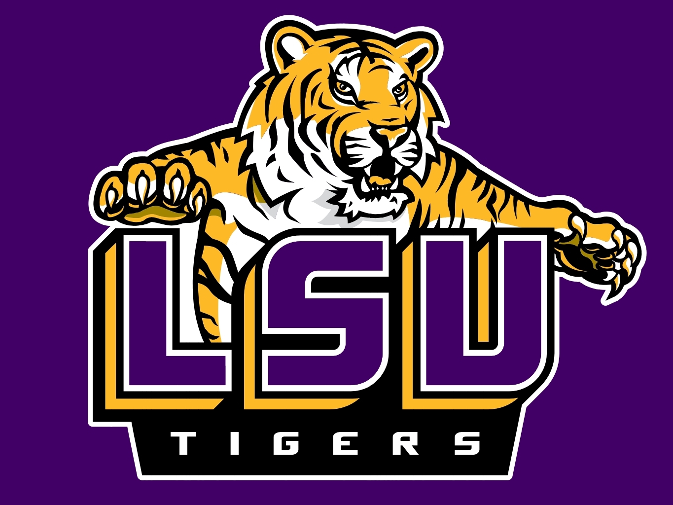 1370x1030 LSU Tigers Football logo on a blue background free image download, Desktop