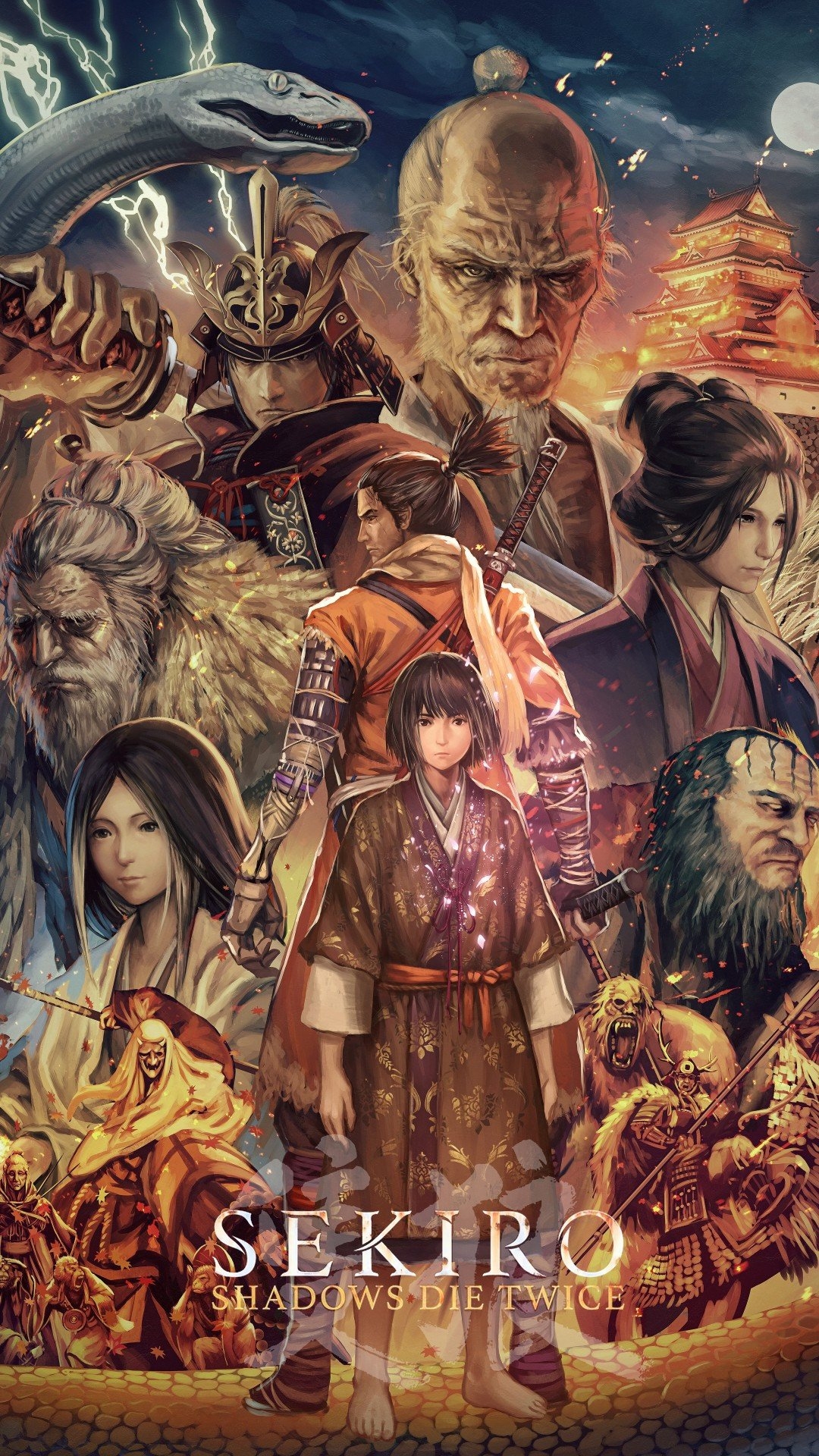 1080x1920 Download  Sekiro: Shadows Die Twice, Poster, Anime Style, Characters, Artwork Wallpaper for iPhone iPhone 7 Plus, iPhone 6+, Sony Xperia Z, HTC One, Phone