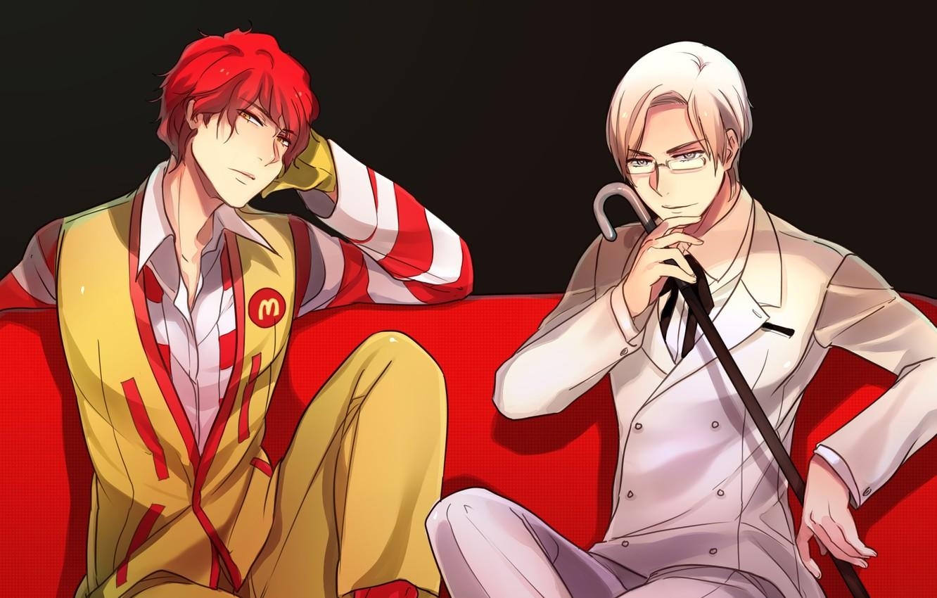 1340x850 Wallpaper Anime, Art, Guys, Mcdonald's, Kentucky Fried Chicken, Colonel Sanders, Rosel D, Ronald Mcdonald Image For Desktop, Section арт, Desktop