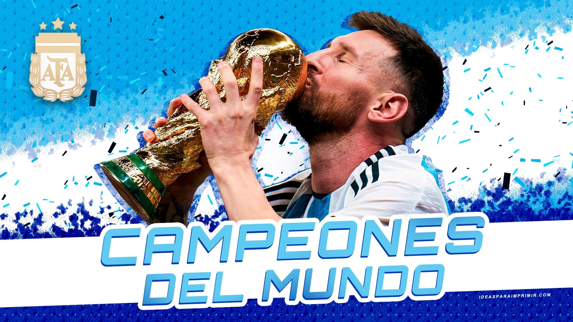 1920x1080 Wallpaper de Argentina Campeón del mundo FIFA World Cup Qatar 2022. Wallpaper de Messi sosteniendo la copa del mundo. para imprimir, Desktop