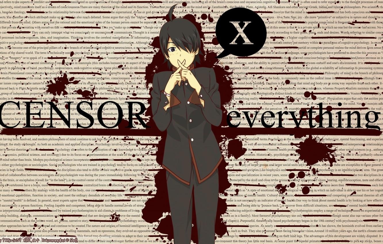 1340x850 Wallpaper text, blood, gesture, Bakemonogatari, Koyomi Araragi, Desktop