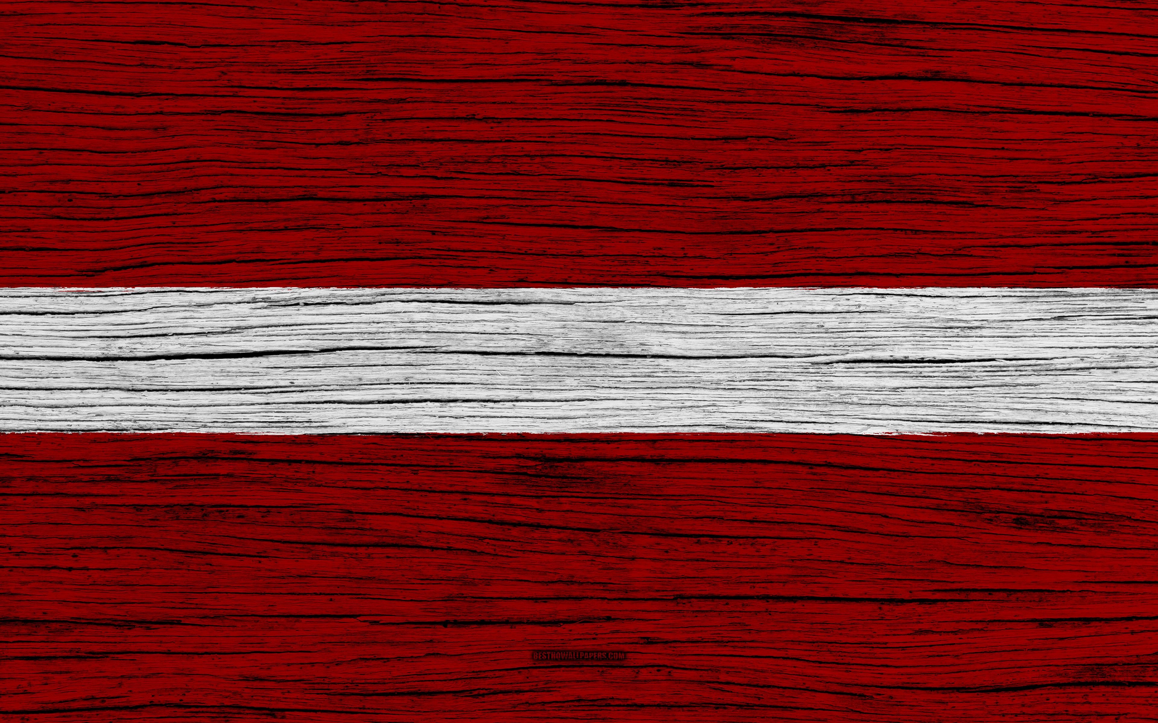 3840x2400 Download wallpaper Flag of Latvia, 4k, Europe, wooden texture, Desktop