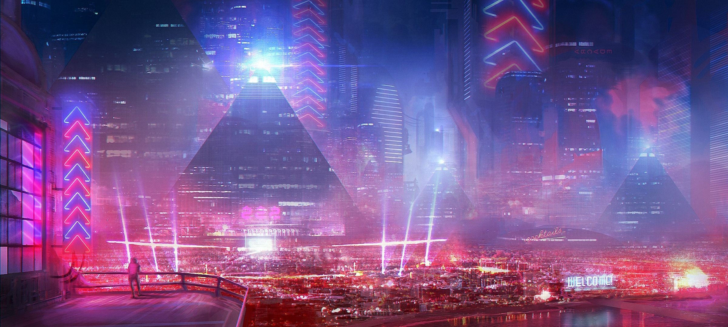 2400x1080 Futuristic City Wallpaper 4k Wallpaper For Desktop Background, Dual Screen