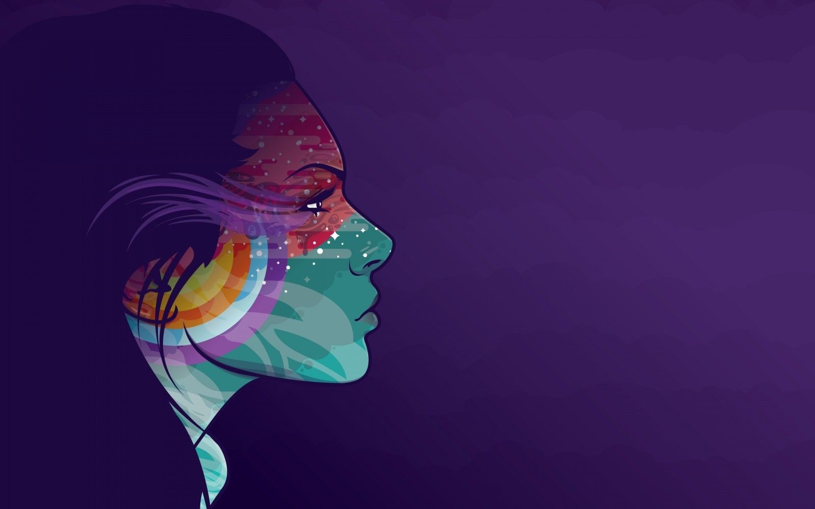 1600x1000 Wallpaper, illustration, purple, fish, graphic design, underwater, headphones, vector, ART, girl, graphics, abstraction, computer wallpaper, marine biology, organism 2560x1600, Desktop