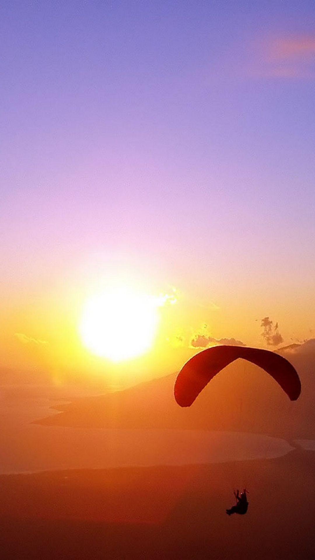 1080x1920 Paragliding Sunset iPhone 6 Plus Wallpaper, Phone