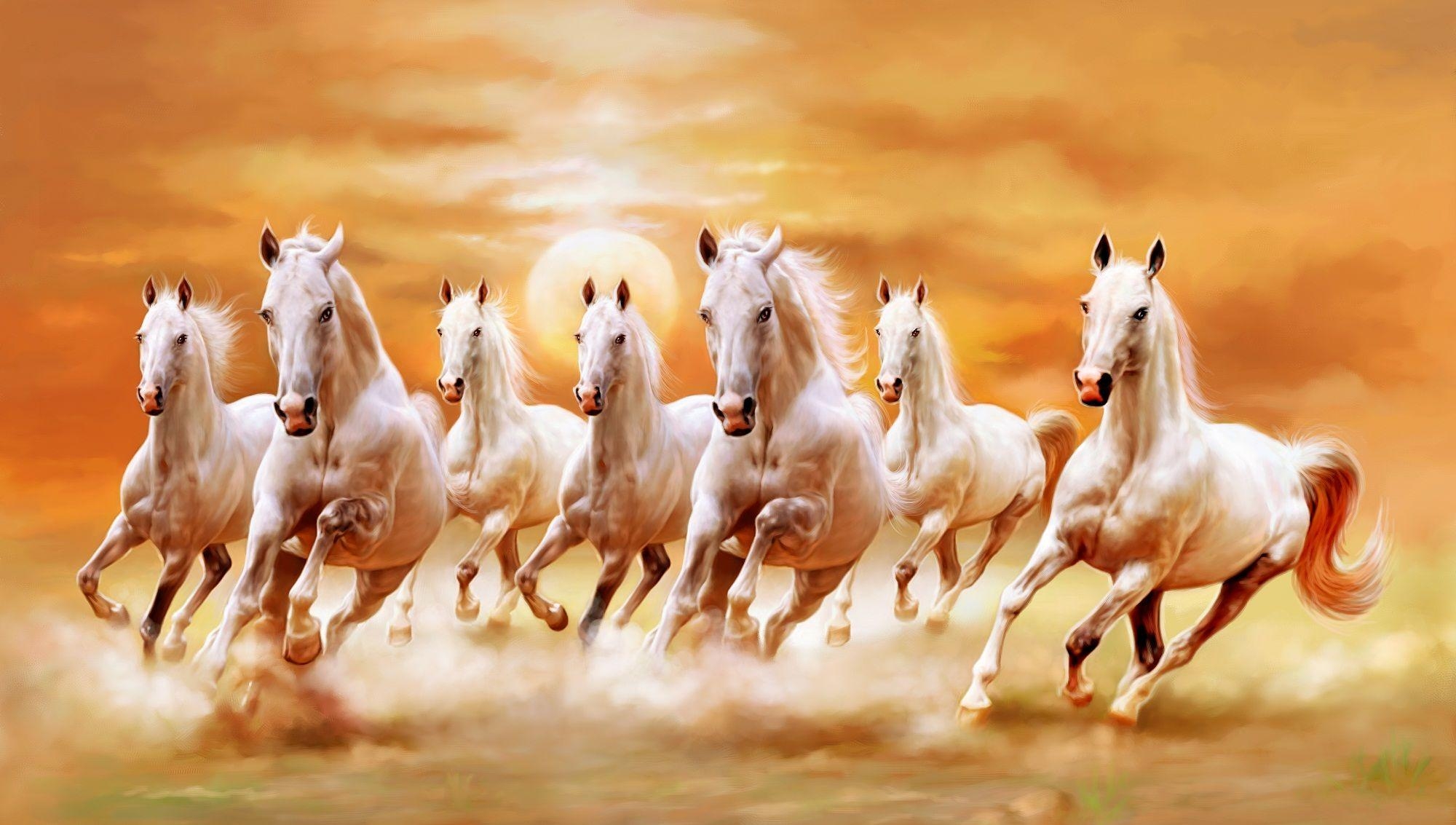 2000x1140 Vastu Seven Horse Painting at Best Prices Online Shopping Store. Seven horses painting, Horse wallpaper, Horse canvas painting, Desktop