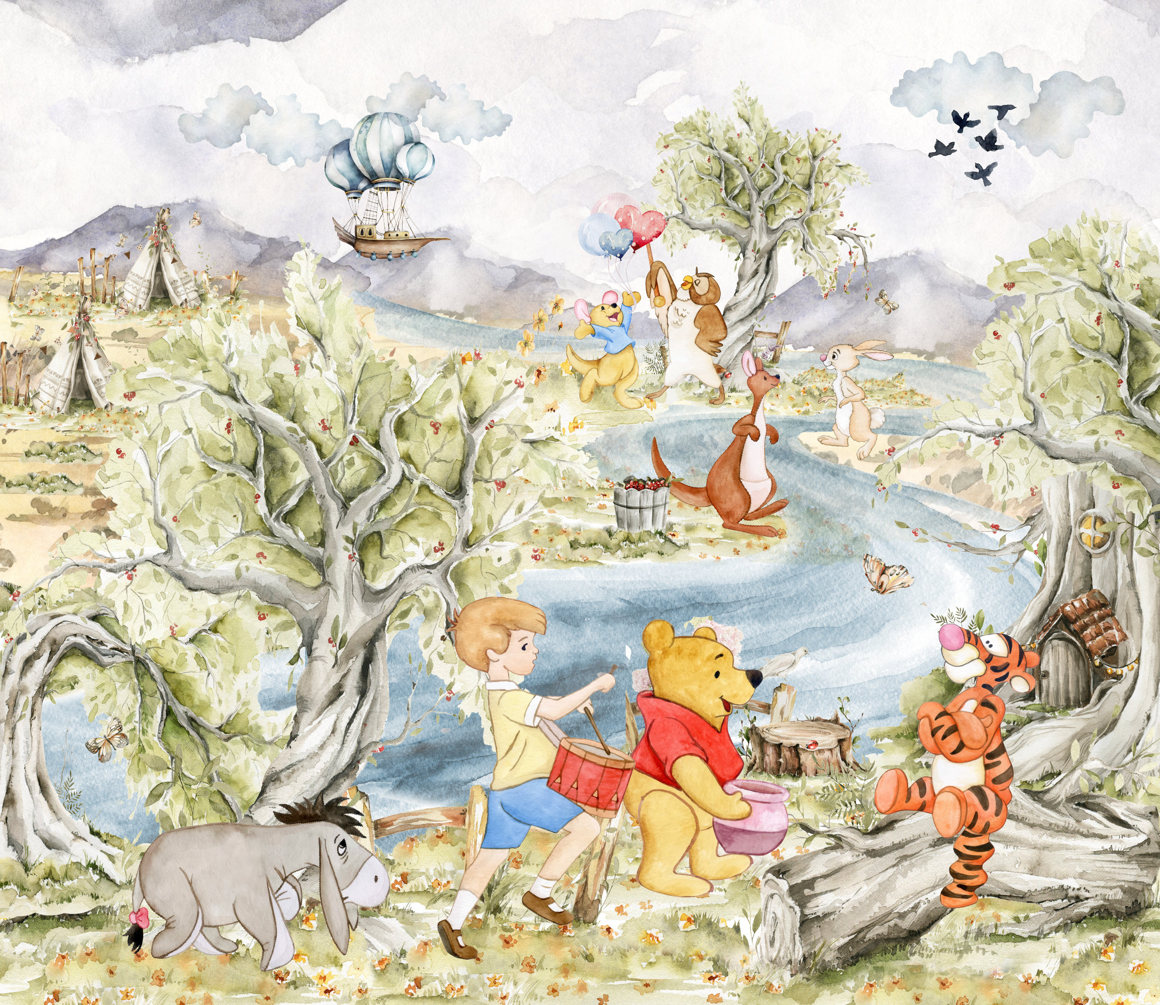 2310x2000 Winnie the Pooh Wallpaper for Kids Room Winnie Pooh Wall, Desktop